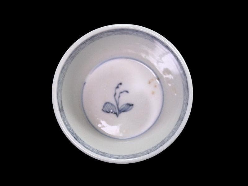 古伊万里　染付　朝顔の図　蕎麦猪口　C615AS-CXh