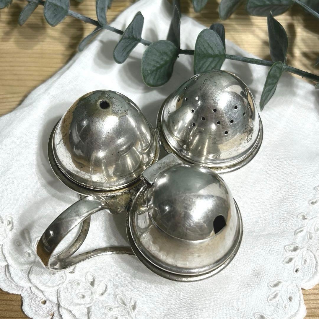 イギリス製アンティーク　調味料入れ　シルバープレート