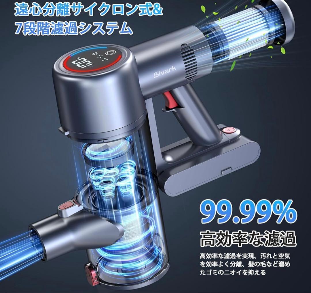 掃除機 コードレス【2025最新型!業界初 50000pa強力吸引　Bivark