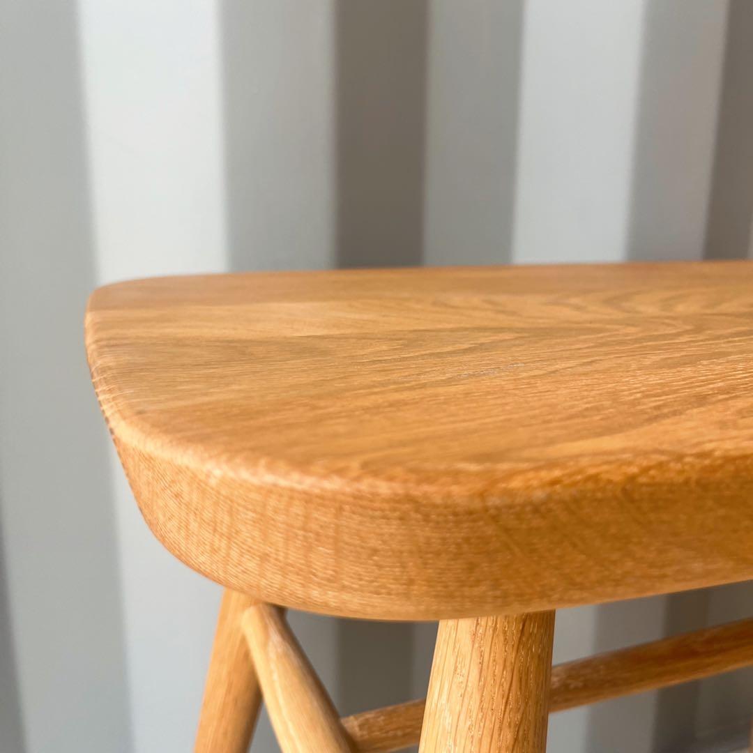 取付無料！無印良品 廃盤希少品 オーク材スツール・丸脚 北欧風ナチュラルチェア✨