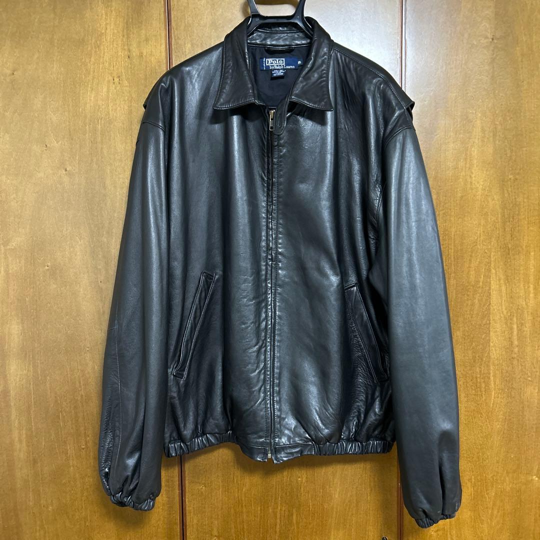 ポルトガル製XL ポロラルフローレン レザースイングトップジャケット ポニー無し