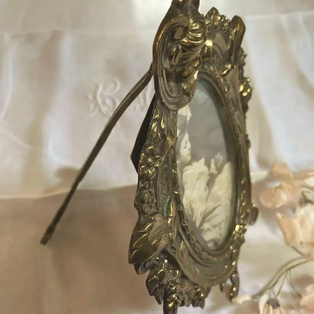 フランスアンティークフレーム　天使エンジェル 真鍮　ポストカード付き