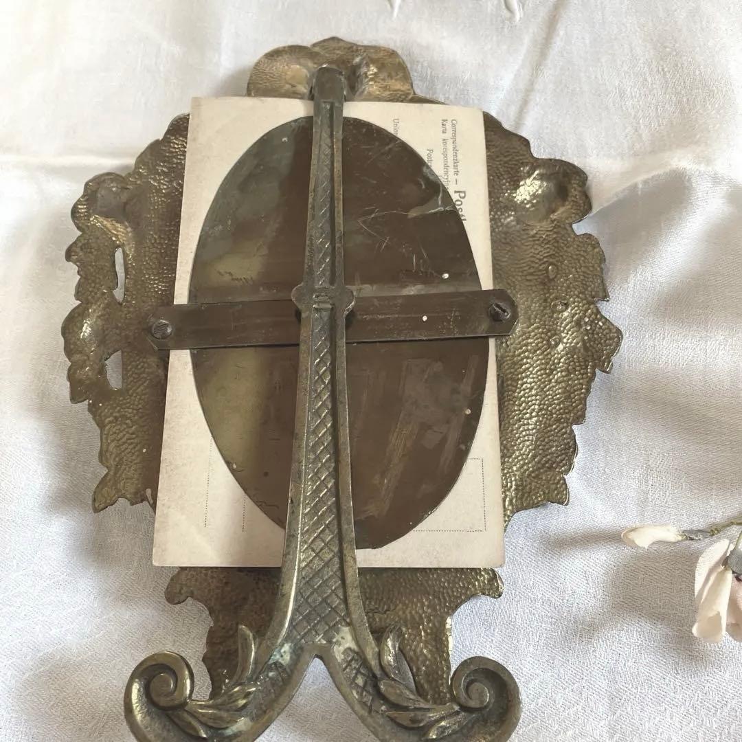 フランスアンティークフレーム　天使エンジェル 真鍮　ポストカード付き