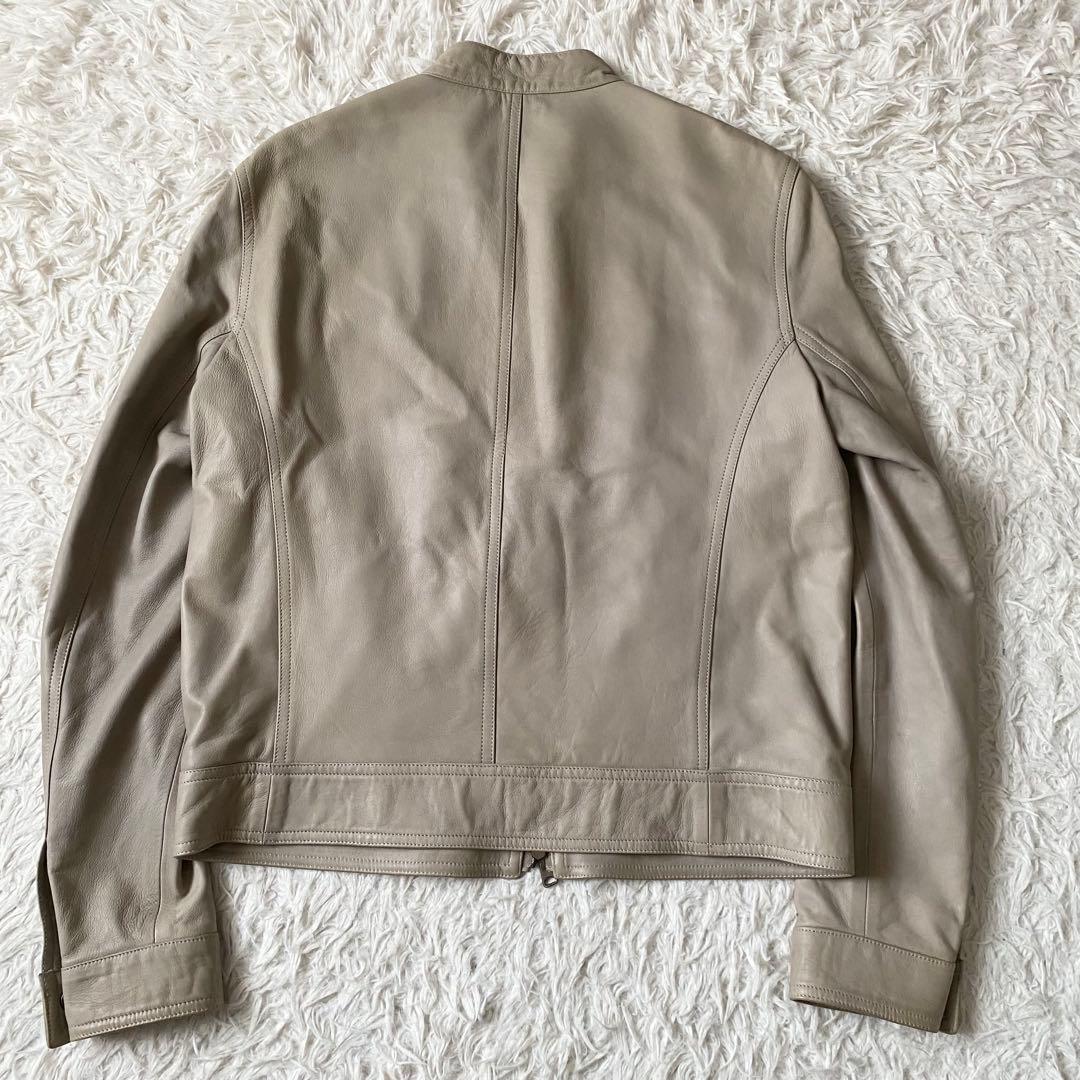 美品■エンメティ　シングル　ライダースジャケット　ラムレザー　ベージュ　50