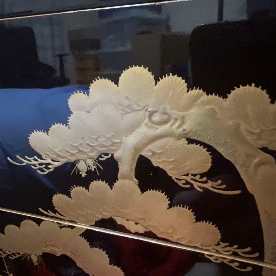 古美術　時代漆器 松蒔絵五段重箱 二枚蓋　箱付