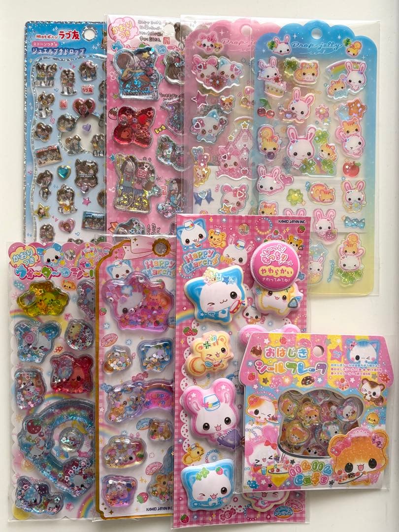 正規品 KAMIO シール ハッピーマーチ フワフワらびちゃん ボンボン 平成