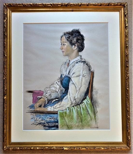 作家名由谷 敏明 （ゆたに としあき） 1922～「婦人像」パステル画