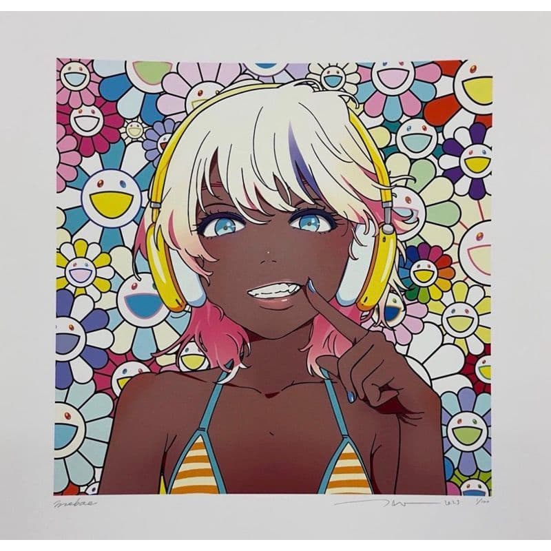 村上隆× mebae　版画 smile_03 南の島の女の子 w M.F