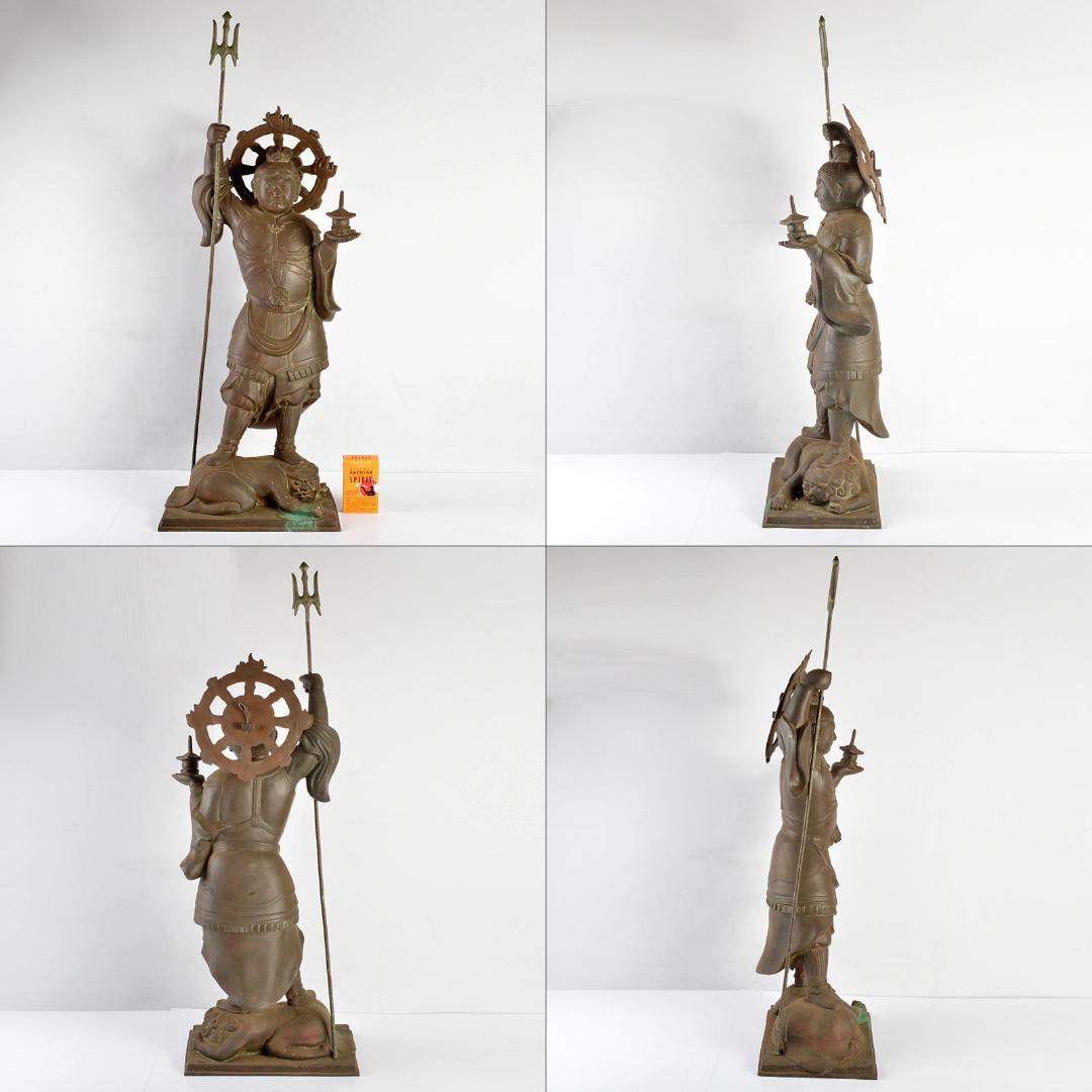 仏教美術　古銅　毘沙門天　仏像　置物　G　R4843B