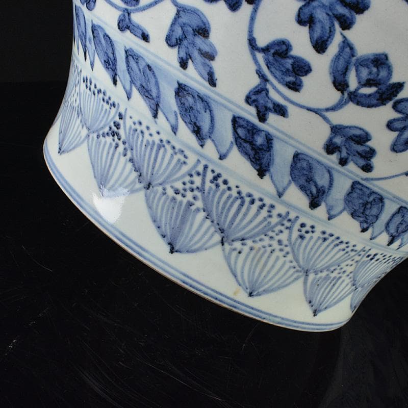 中国　青花　獅子花卉文瓶　壷　V　R6208F