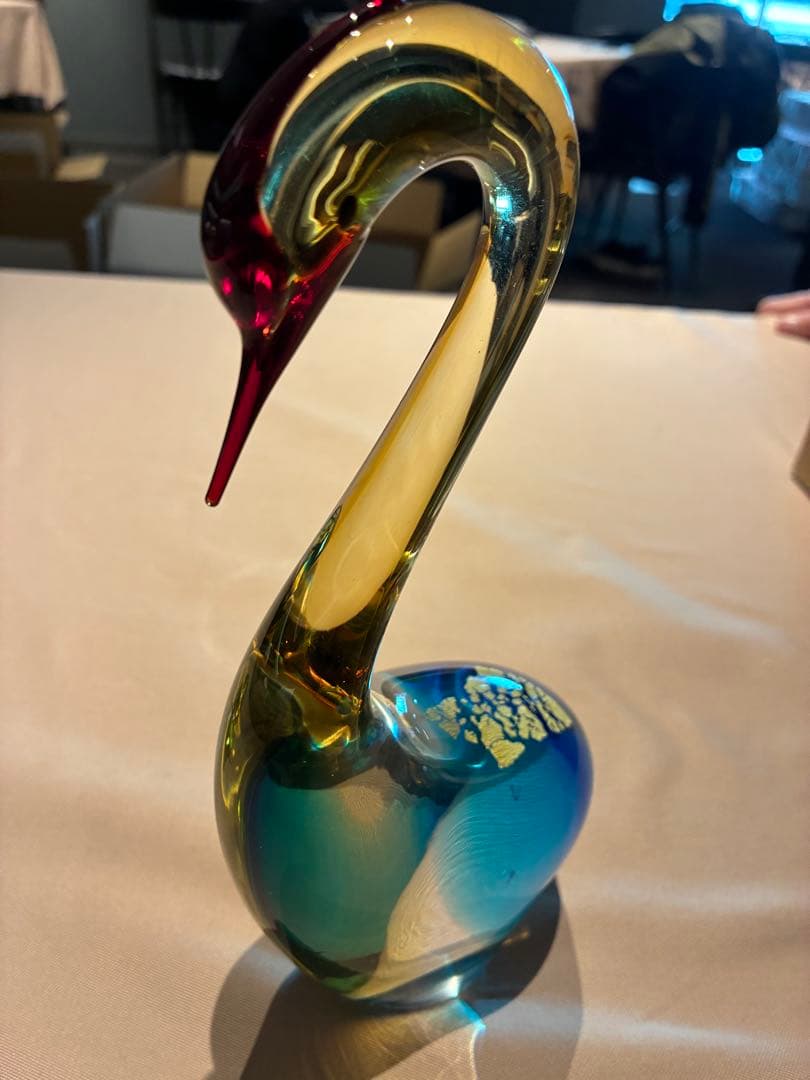 ガラス製 鶴とカメの置物