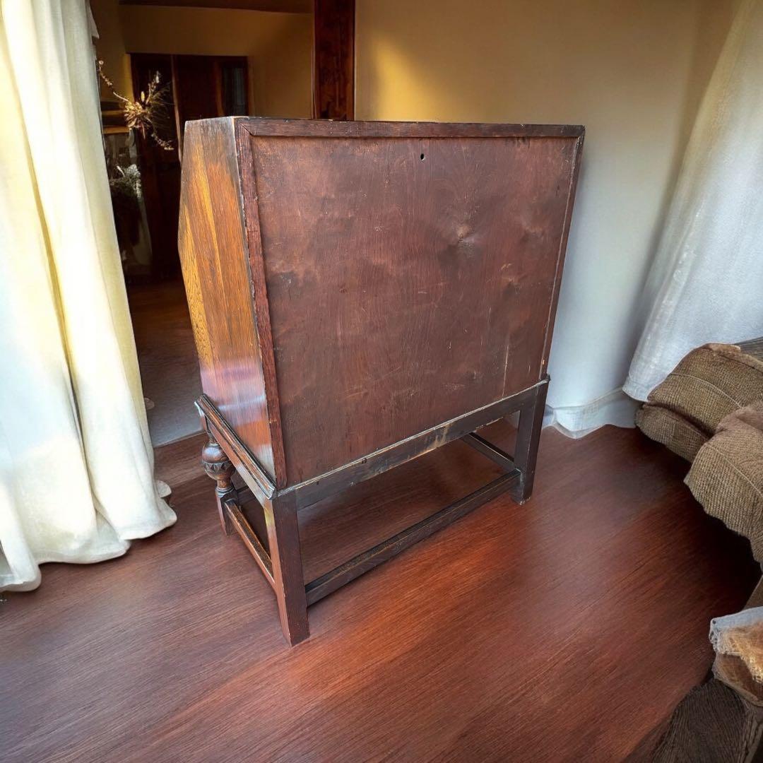 英国 アンティーク家具 ライティングビューロー オーク 1920年代 真鍮