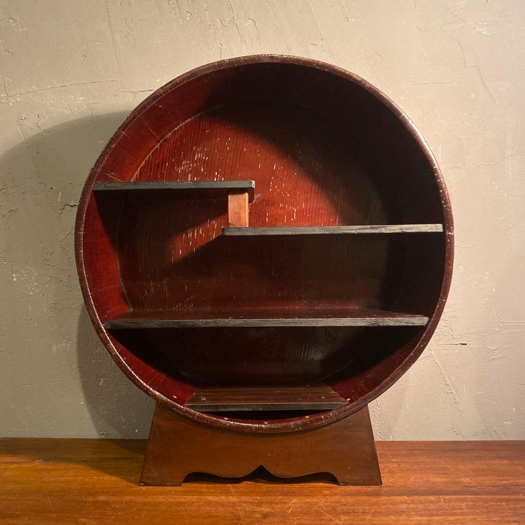 時代物 木桶 飾り棚 ショーケース 古道具 骨董品　インテリア 置物