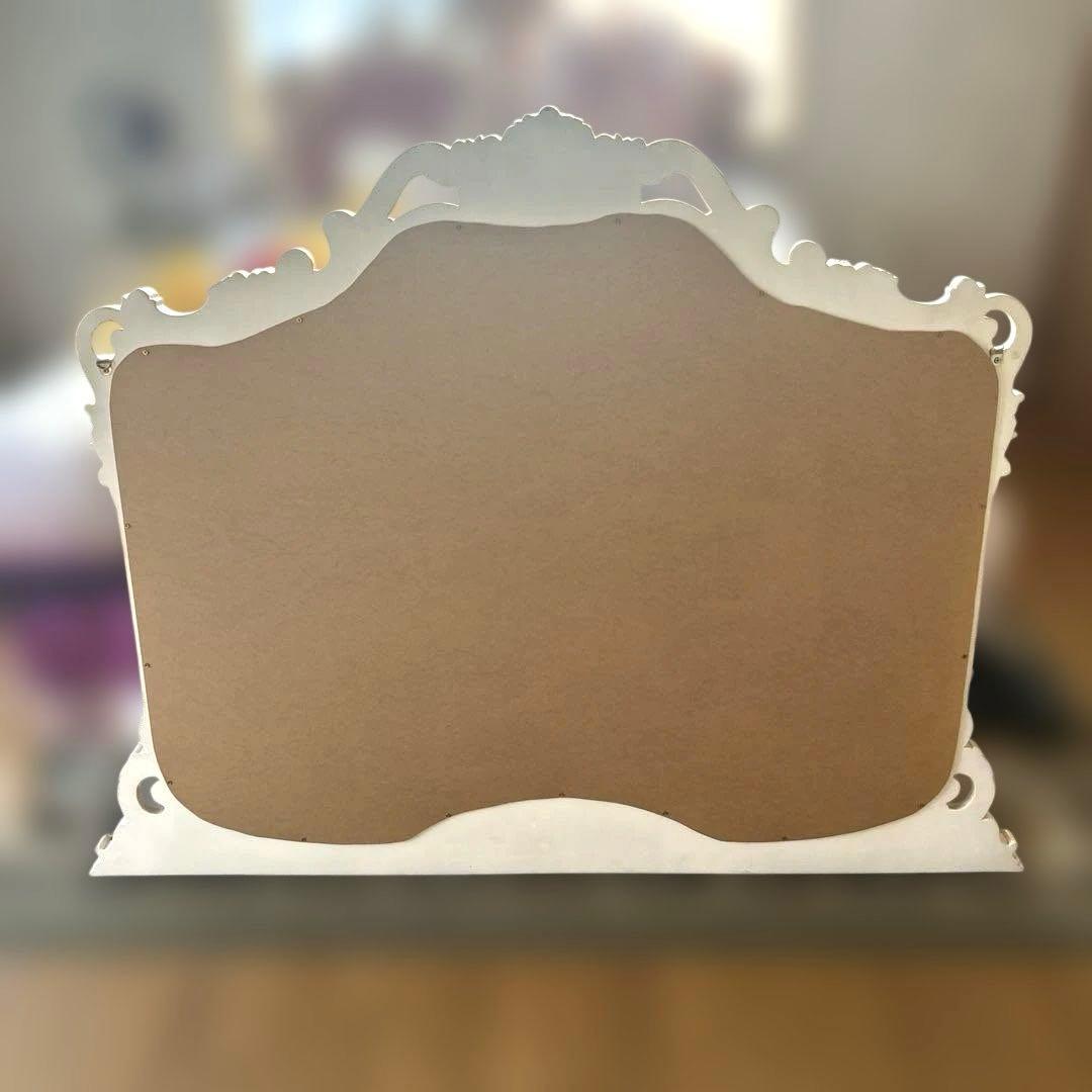 ロココ調のピンクのドレッサー ミラー、椅子 3点セット