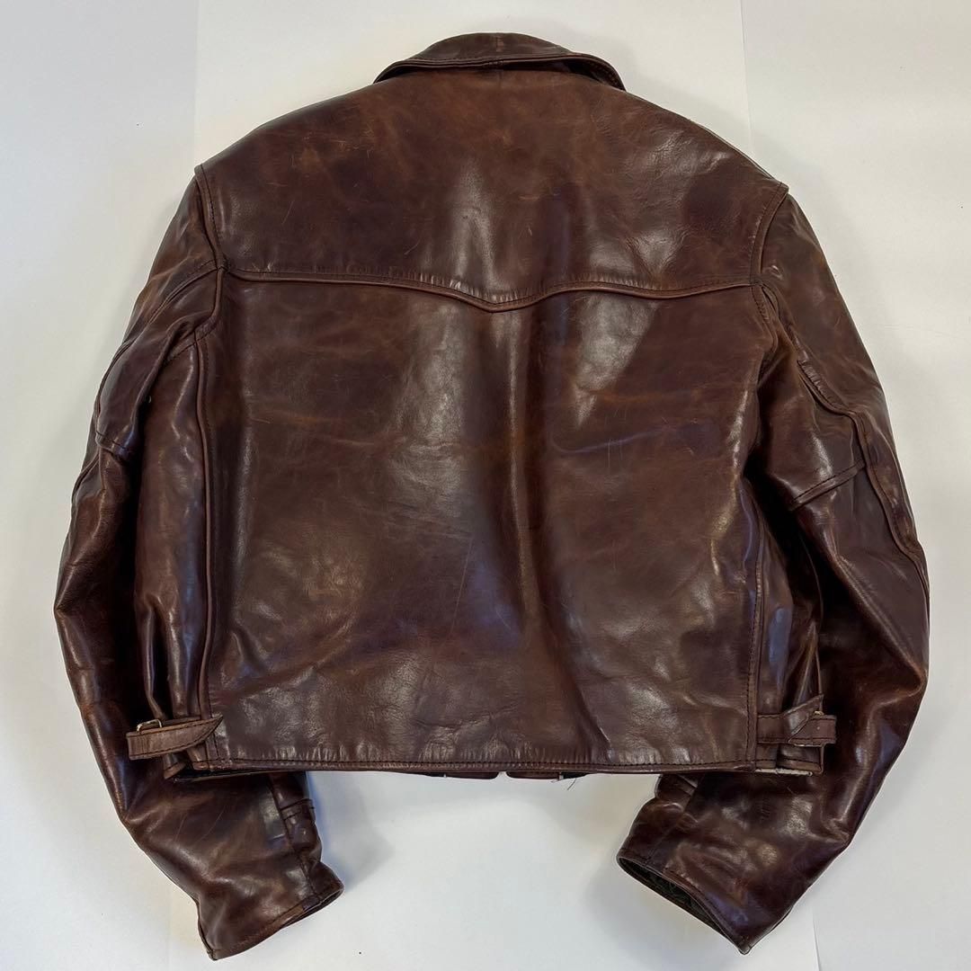 エアロレザー 希少 裏ボア ホースハイド レザージャケット 38 ブラウン 茶色