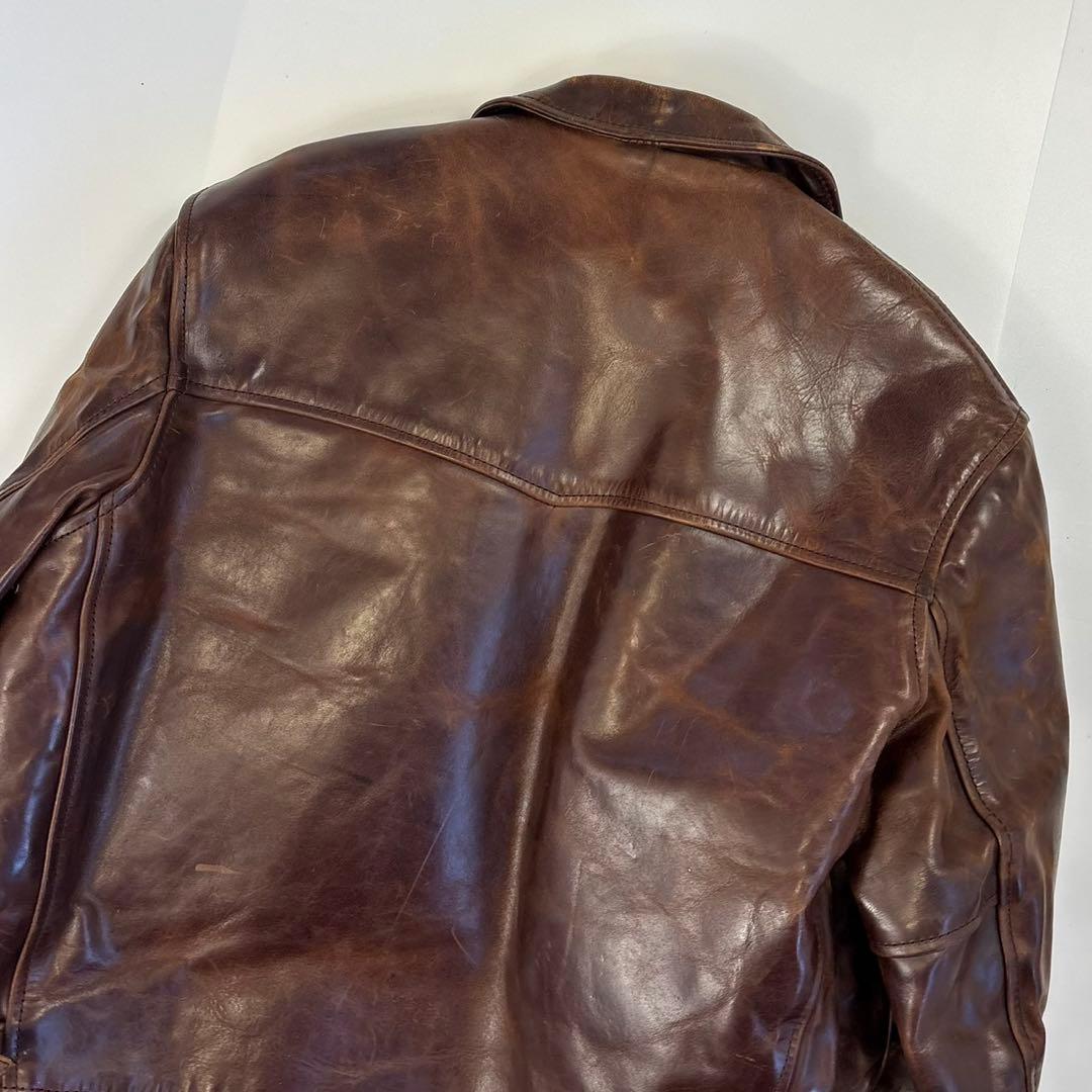 エアロレザー 希少 裏ボア ホースハイド レザージャケット 38 ブラウン 茶色