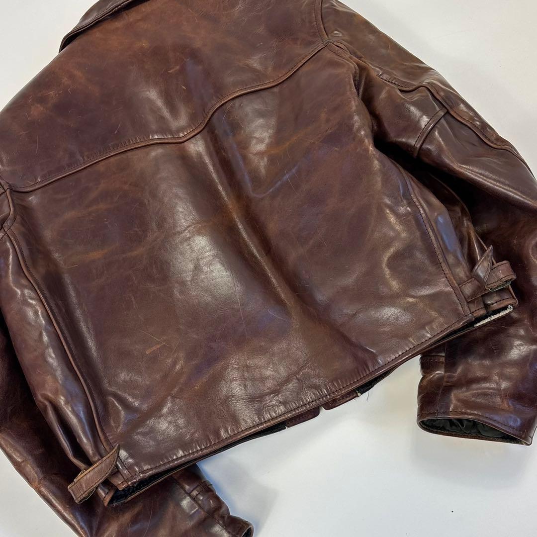 エアロレザー 希少 裏ボア ホースハイド レザージャケット 38 ブラウン 茶色