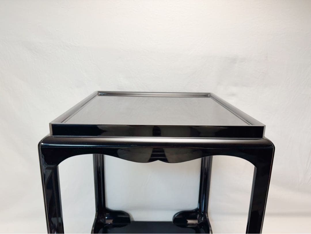 美品 茶道具 木製黒真塗 高麗卓 煎茶道具 茶棚 棚 置棚 水指棚 共箱