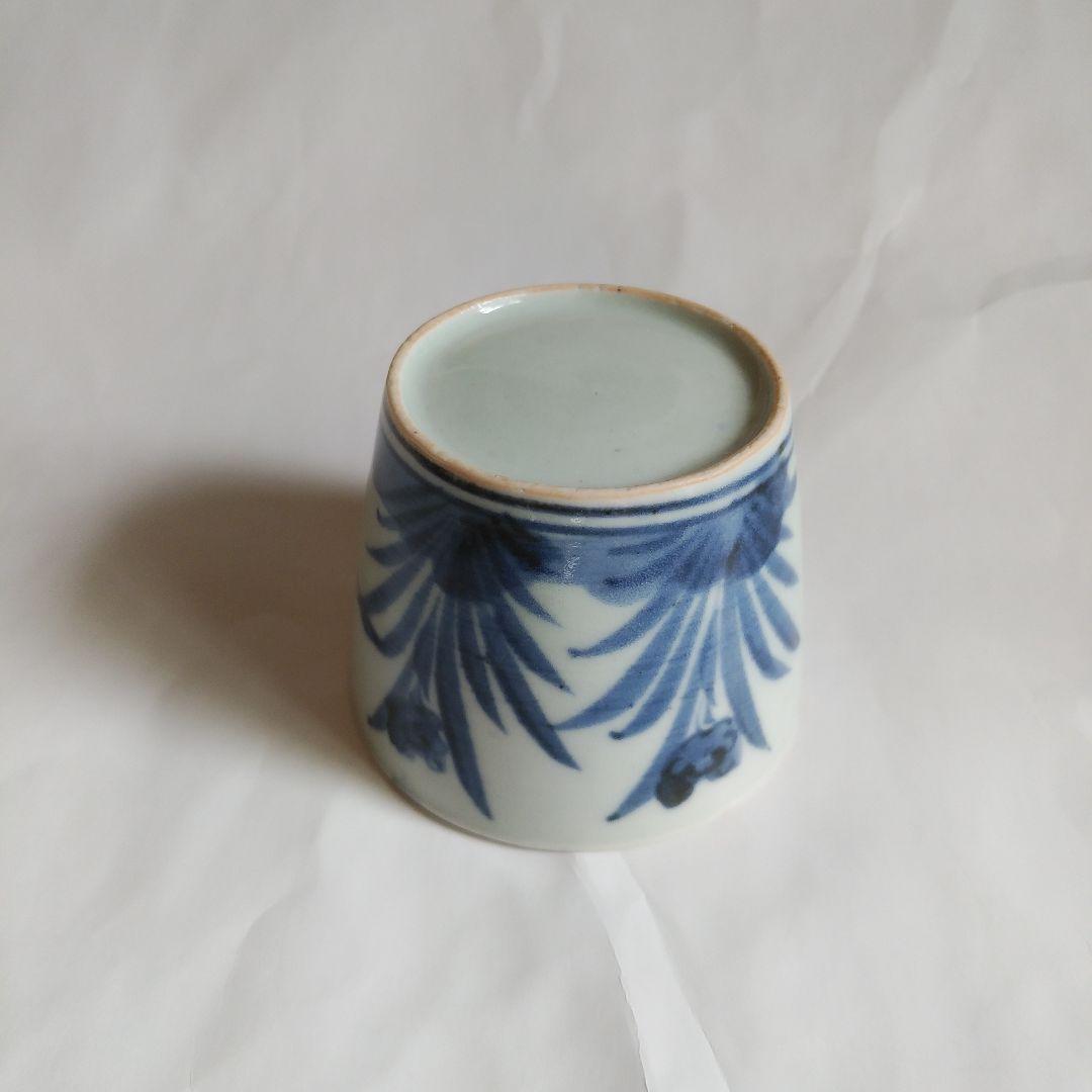 初期 古伊万里 染付 並び水仙文蕎麦猪口 美品 そば猪口 期間限定出品