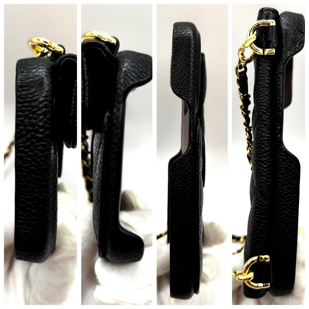 現行極美品！シャネル iPhone14Proスマホケースキャビアスキンマトラッセ