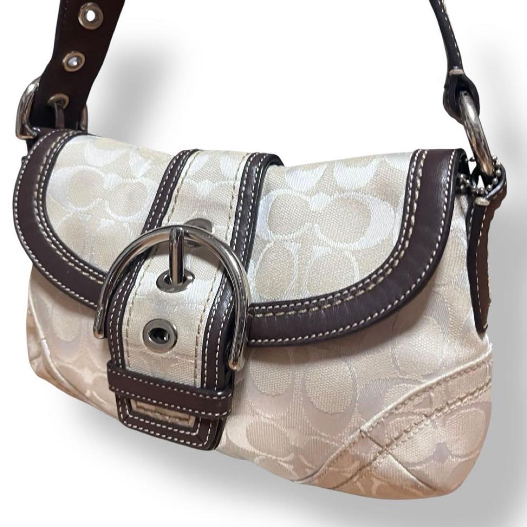 希少美品✨COACH ワンショルダー ソーホー シグネチャー 白　バッグ