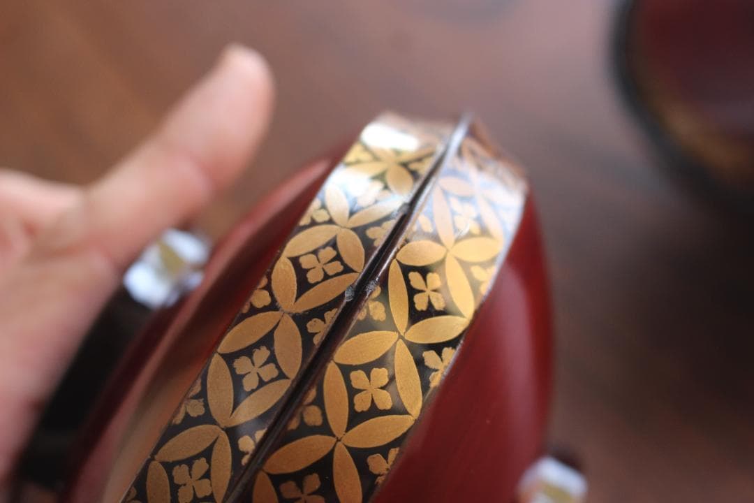 小傷有！極上溜塗に優美な七宝蒔絵の映えるお椀2点（検輪島塗懐石椀蒔絵椀