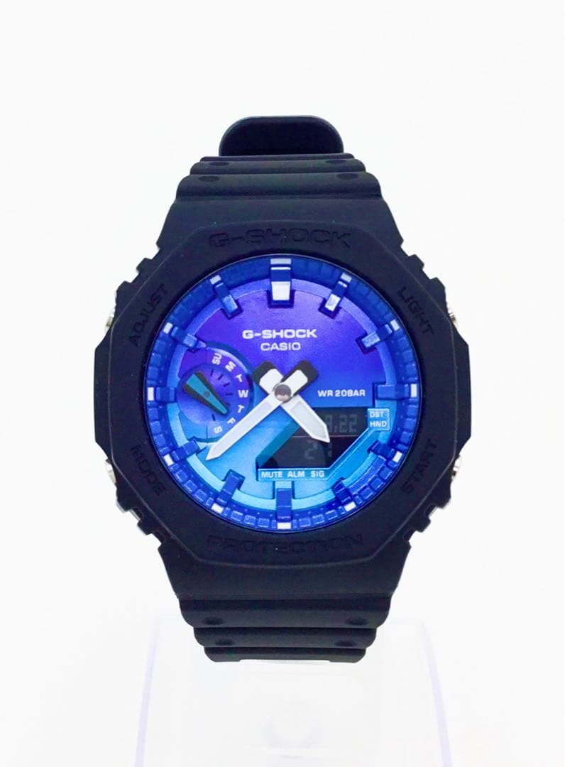 【中古美品】G-SHOCK 腕時計 GA-2100FL 青 黒 グレー A795