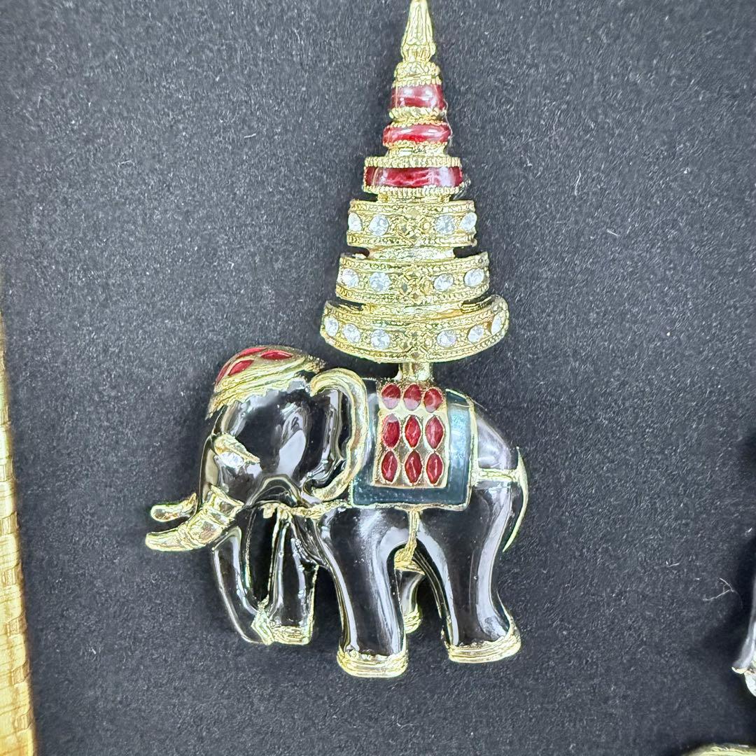 インド 象の装飾セット 額縁入り オブジェ 5体セット