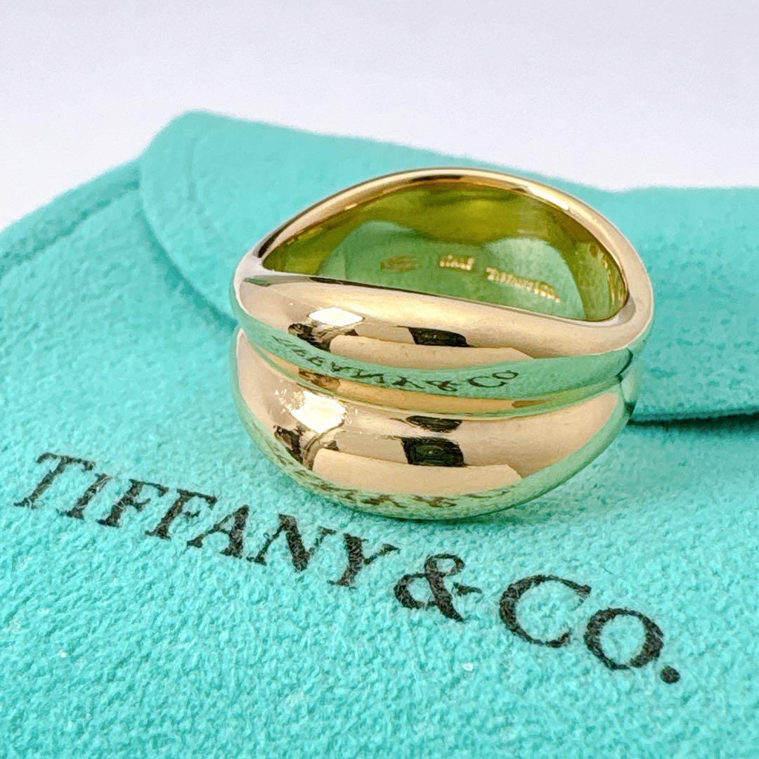 美品レア オールドティファニー ダブルウェーブ 11.5号 7.63g k18