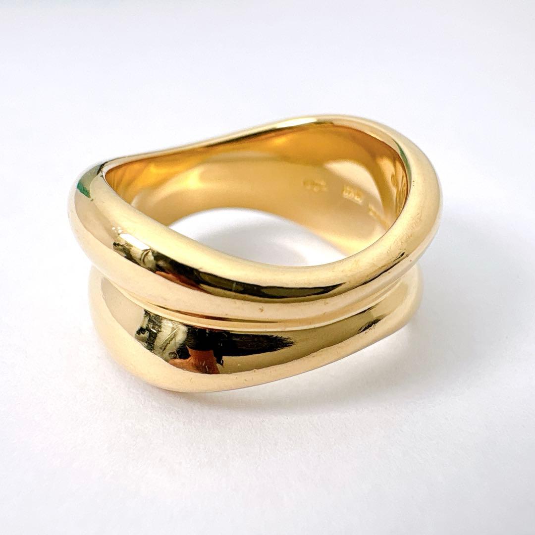 美品レア オールドティファニー ダブルウェーブ 11.5号 7.63g k18