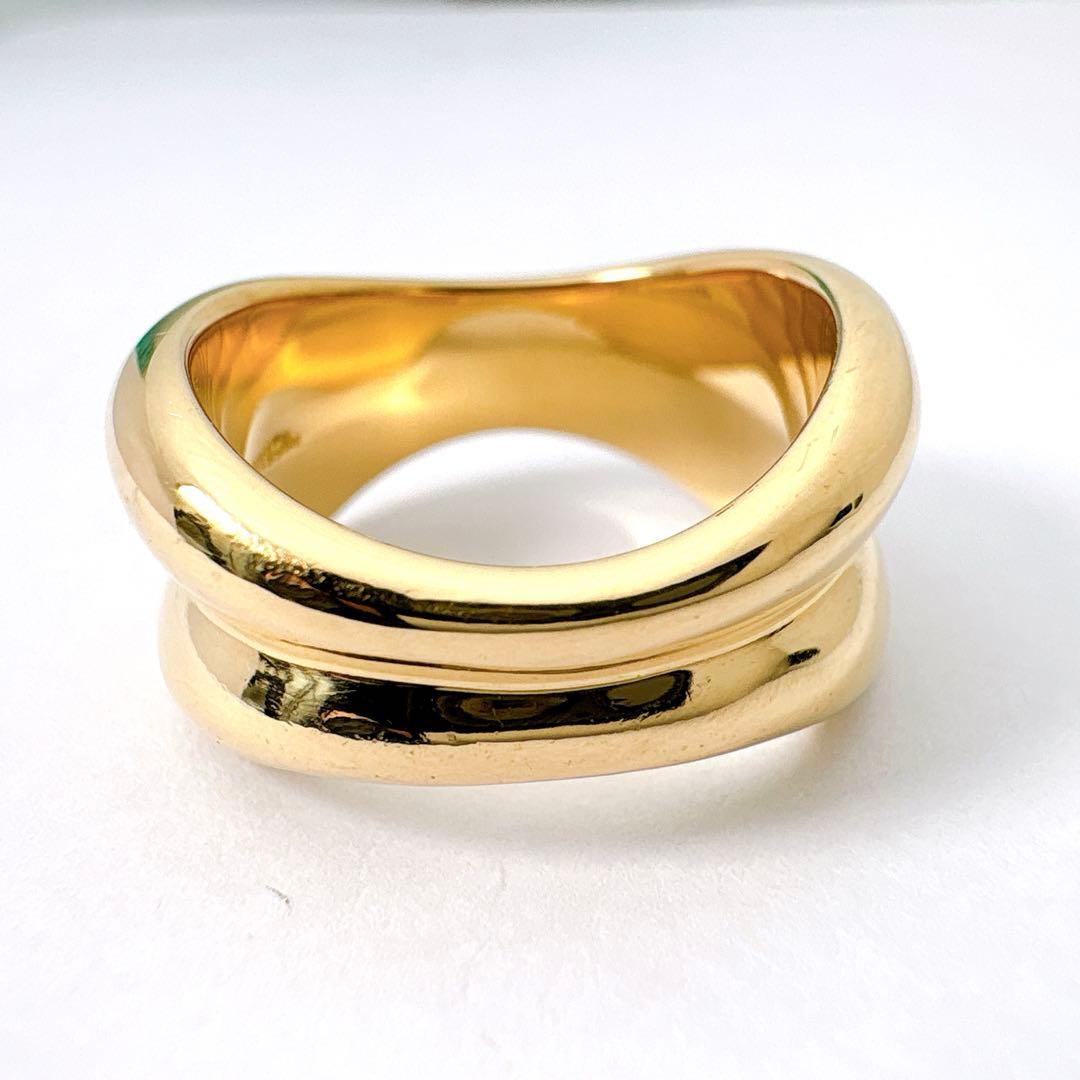 美品レア オールドティファニー ダブルウェーブ 11.5号 7.63g k18