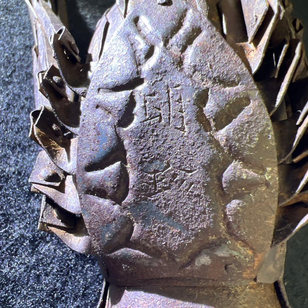 時代　明珍在銘鉄製自在伊勢海老木箱付全長約36㎝/134g東Y7-1205☆1F