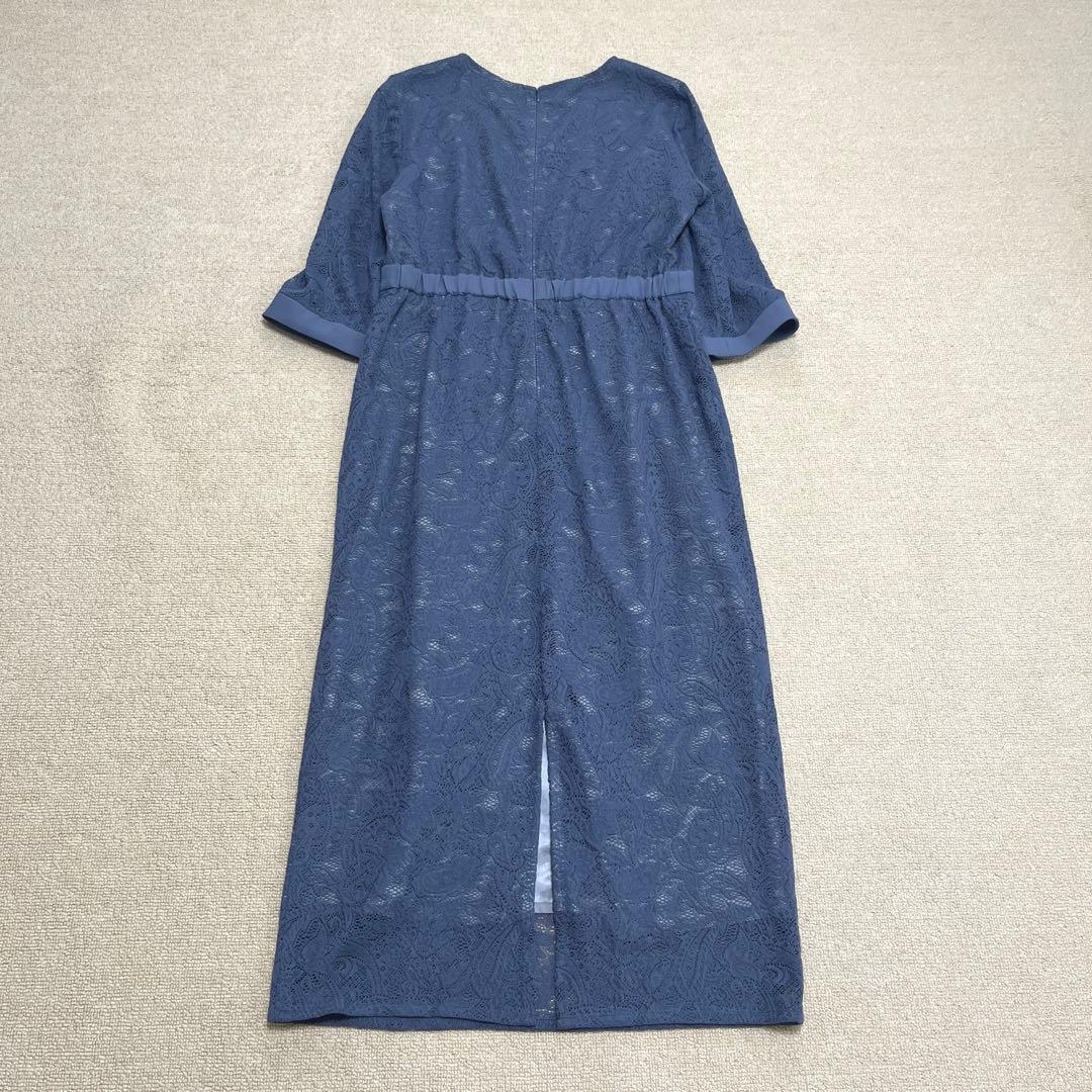 【大きいサイズ】エメ　ペイズリー柄レース袖付きタイトパーティードレス　XL