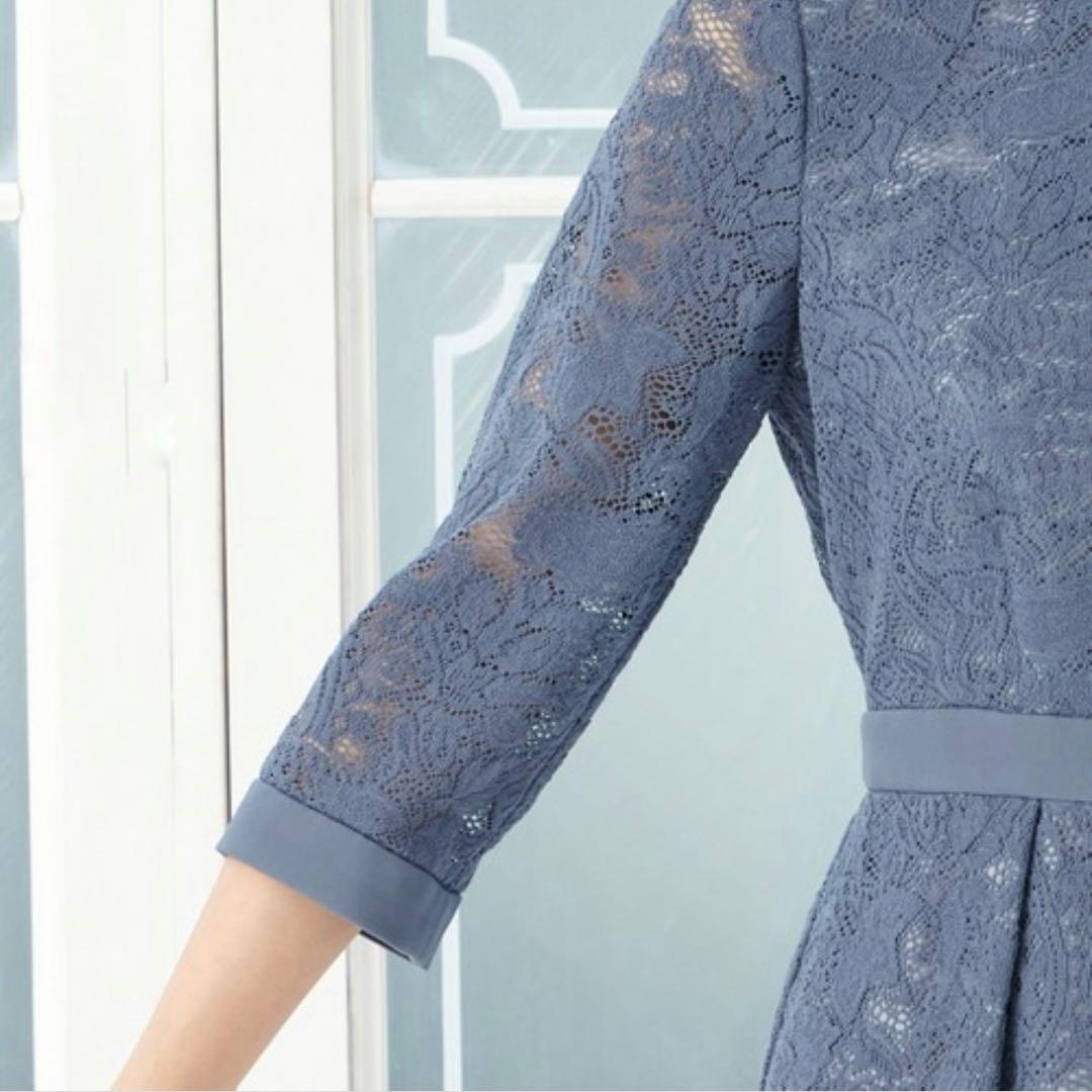 【大きいサイズ】エメ　ペイズリー柄レース袖付きタイトパーティードレス　XL