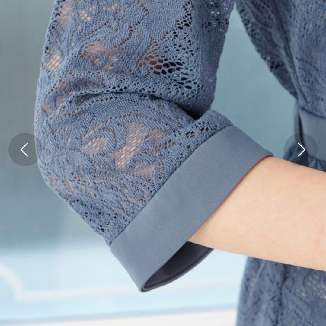 【大きいサイズ】エメ　ペイズリー柄レース袖付きタイトパーティードレス　XL