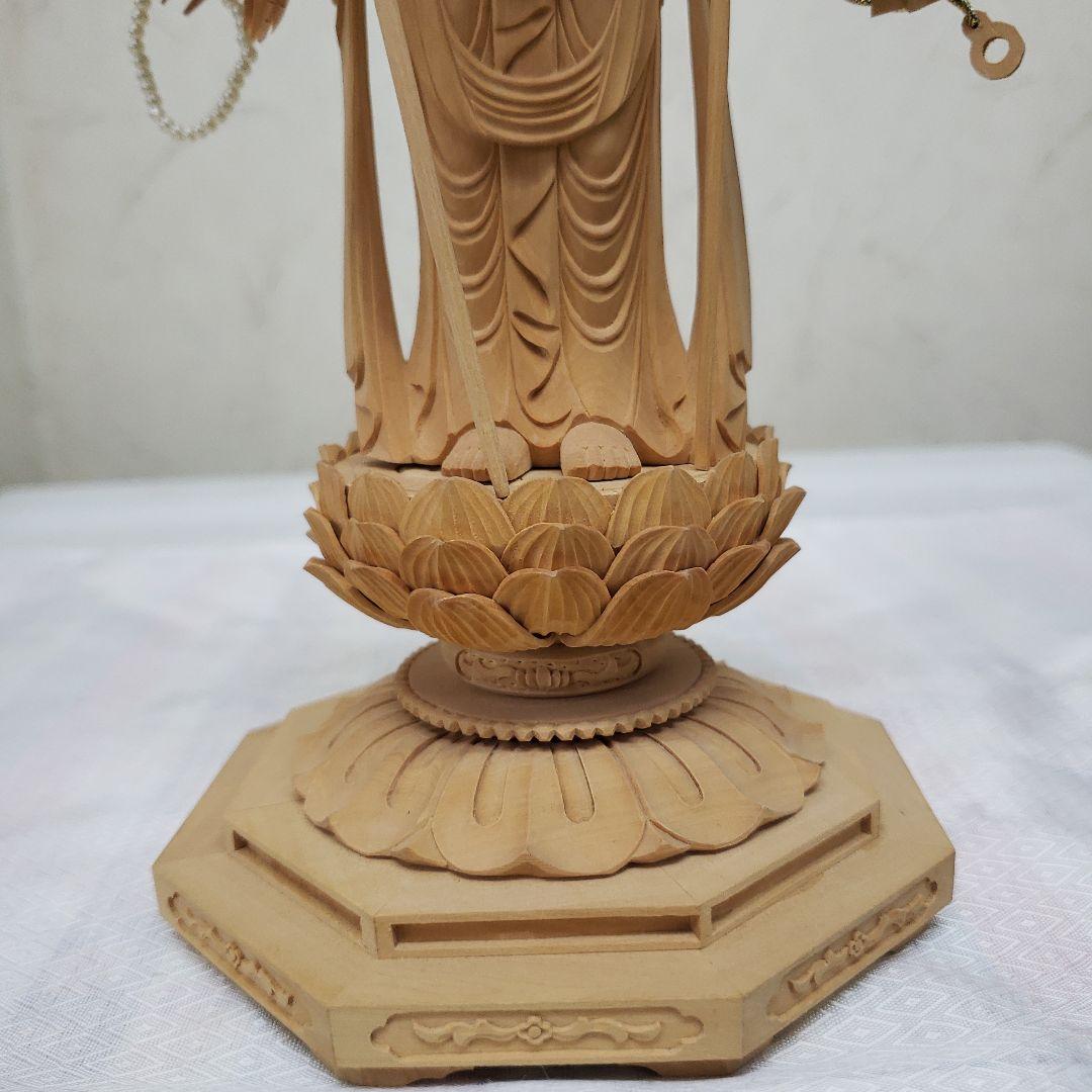 Ｂフライデー希少上彫り仏像★柘植材 千手観音菩薩像5寸立★全高 約30cm
