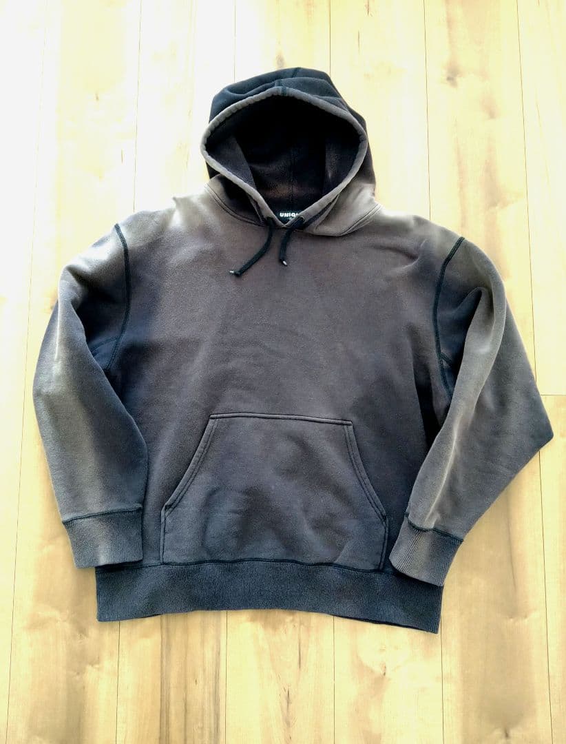 オールドユニクロ紺タグ 鬼フェード スエットパーカー ナス紺 ヴィンテージ