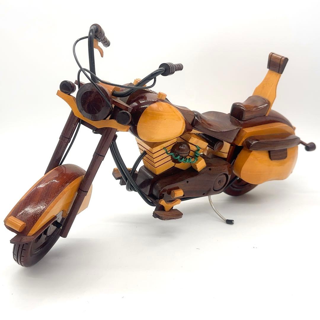 【超希少】高級 木製 ハンドメイド バイク ハーレーダビットソン アンティーク