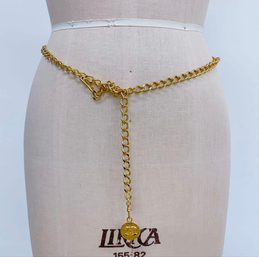 5FM78 CHANEL シャネル チェーンベルト ベルト ココマーク ゴールド