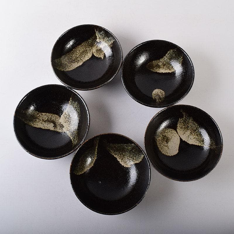 gmgmgm　茶道具　浅野陽作　黒鉢　5客　共箱　V　8005