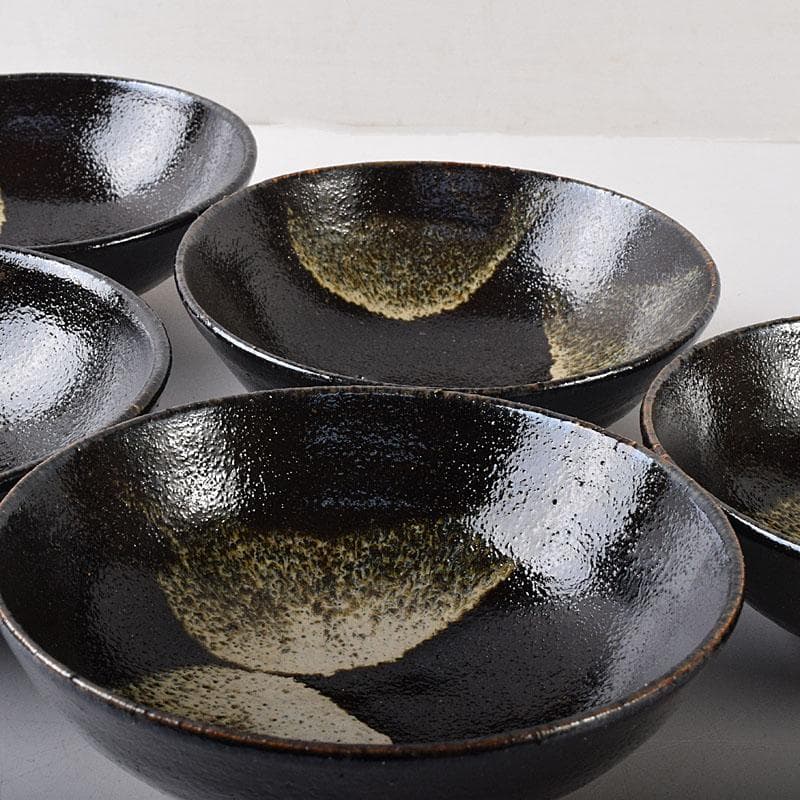 gmgmgm　茶道具　浅野陽作　黒鉢　5客　共箱　V　8005