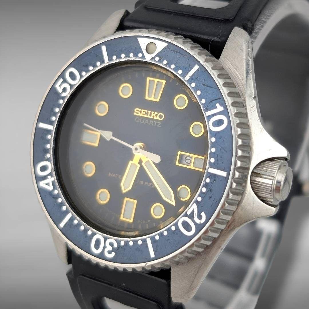 【新品電池・稼働】セイコー ダイバー ボーイズ ネイビー ねじ込み式リューズ