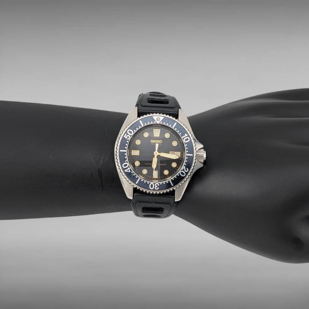 【新品電池・稼働】セイコー ダイバー ボーイズ ネイビー ねじ込み式リューズ