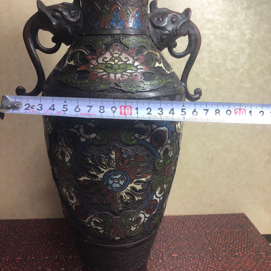 中国古美術　明時代七宝焼壺　古銅製