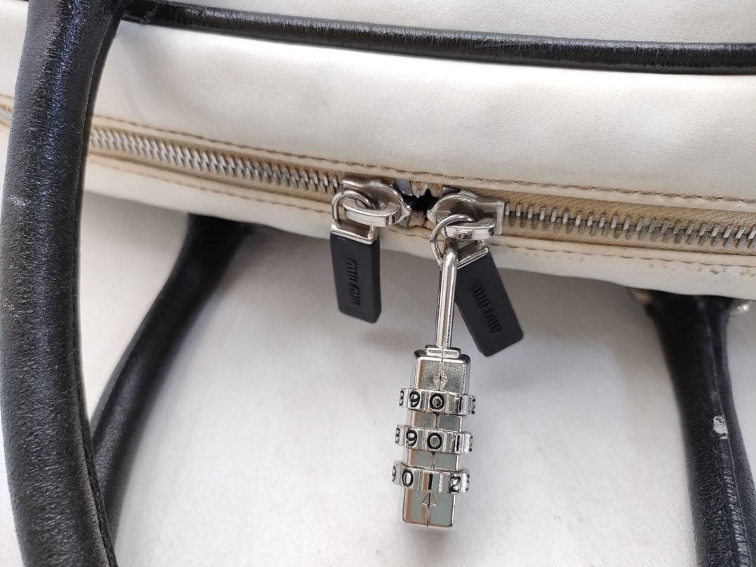 【良品】miu miu アーカイブ ミニボストン ハンドバッグ ホワイト