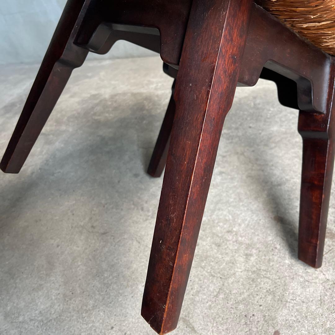 松本民芸家具 柳宗悦デザイン ビンテージ ラッシスツール ミズメ桜無垢材 太蘭草