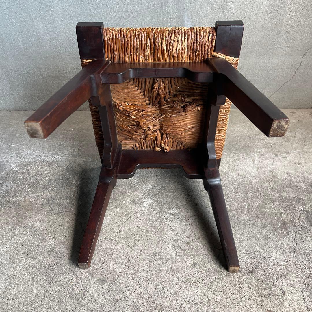 松本民芸家具 柳宗悦デザイン ビンテージ ラッシスツール ミズメ桜無垢材 太蘭草