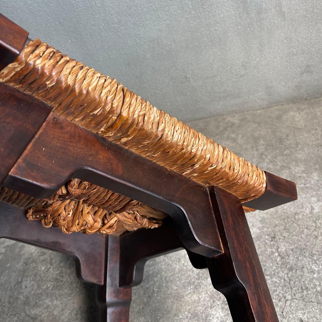 松本民芸家具 柳宗悦デザイン ビンテージ ラッシスツール ミズメ桜無垢材 太蘭草