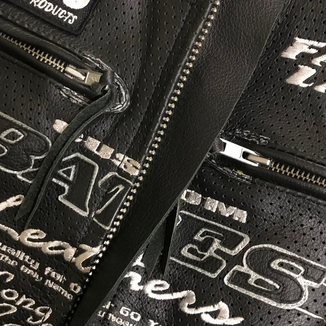 ＢＡＴＥＳ パンチングレザージャケット プロテクター ライダース 黒 ＸＬ