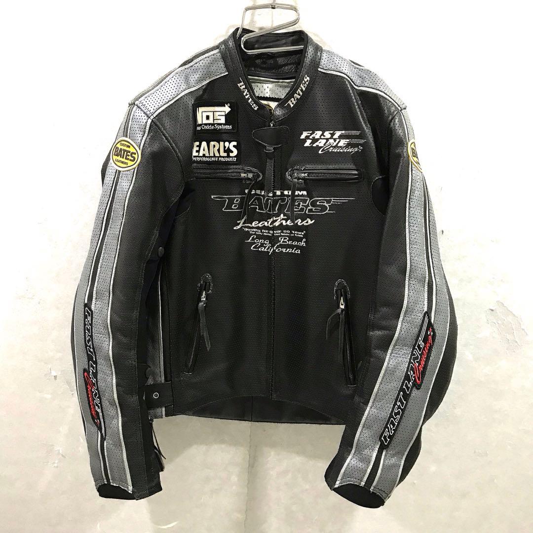 ＢＡＴＥＳ パンチングレザージャケット プロテクター ライダース 黒 ＸＬ